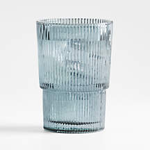 Atwell 16-Oz. Blue Stackable Ribbed Highball Glass Reviews | Crate