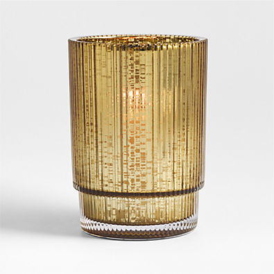 View Atwell Medium Bronze Mercury Glass Hurricane Candle Holder 7" details