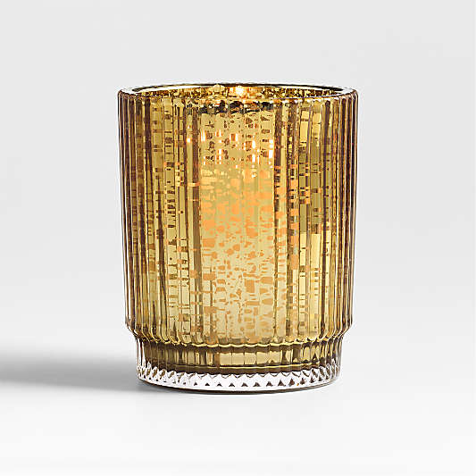 Atwell Small Bronze Mercury Glass Hurricane Candle Holder 4.5"
