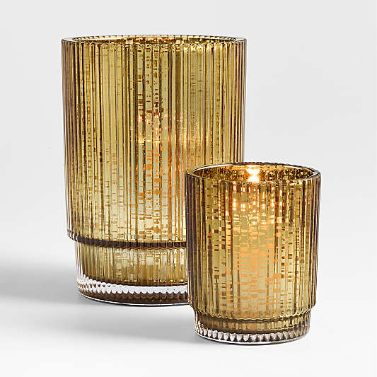 Atwell Medium Bronze Mercury Glass Hurricane Candle Holder 7"