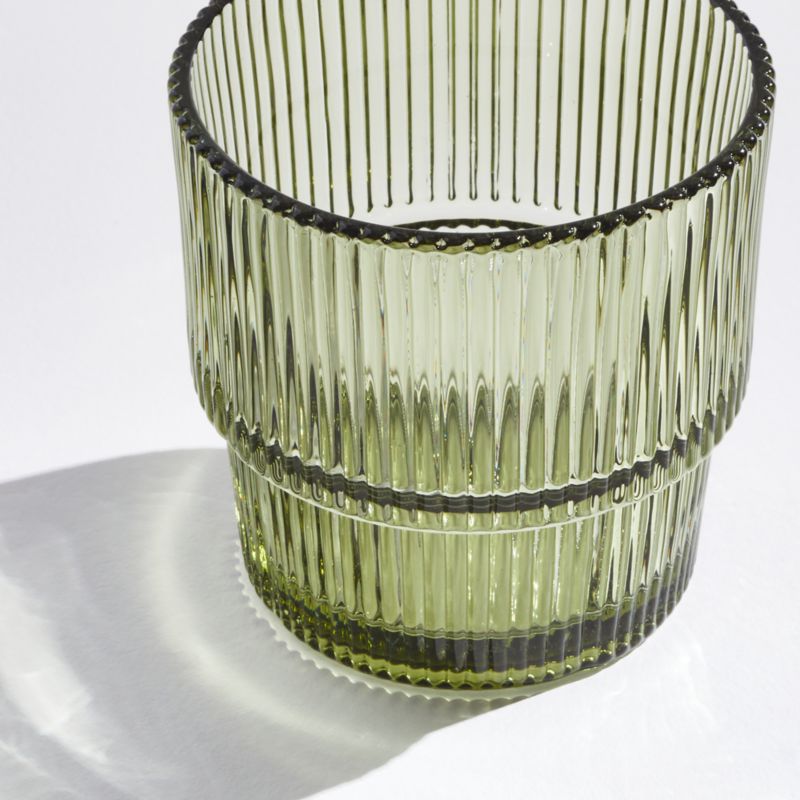 Atwell Moss Green Stackable Ribbed Double Old-Fashioned Glass