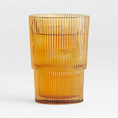 View Atwell 16-Oz. Spice Orange Ribbed Highball Glass details
