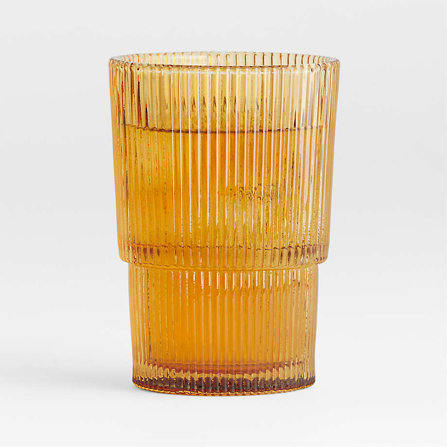 Atwell Cider Orange Ribbed Highball Glass + Reviews | Crate & Barrel