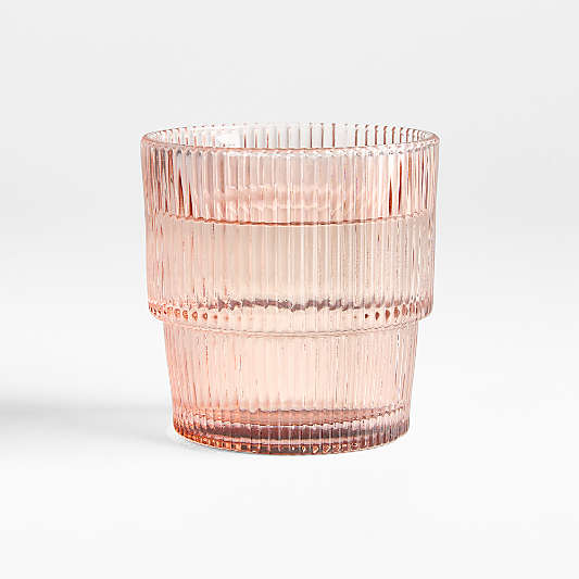 Atwell 11-oz. Spring Pink Stackable Ribbed Double Old-Fashioned Glass