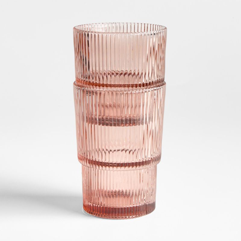 Atwell 11-oz. Spring Pink Stackable Ribbed Double Old-Fashioned Glass - image 3 of 5