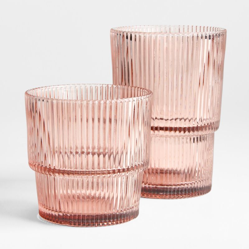 Atwell 11-oz. Spring Pink Stackable Ribbed Double Old-Fashioned Glass - image 1 of 5