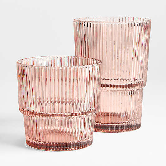 Atwell 11-oz. Spring Pink Stackable Ribbed Double Old-Fashioned Glass