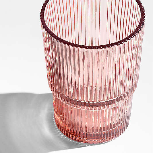 Atwell Spring Pink Stackable Ribbed Glasses