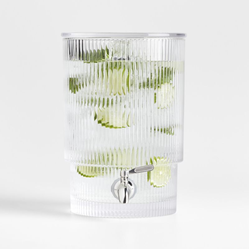 Atwell 1.7-Gallon Ribbed Glass Drink Dispenser with Tuscan Kitchen Marble Stand