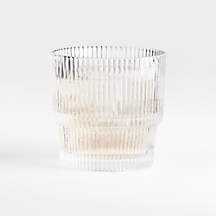 Atwell Stackable Textured Ribbed Double Old-Fashioned Glass Set of 4