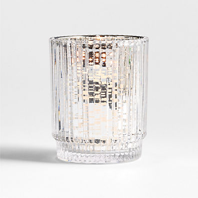 View Atwell Small Silver Mercury Glass Hurricane Candle Holder 4.5" details