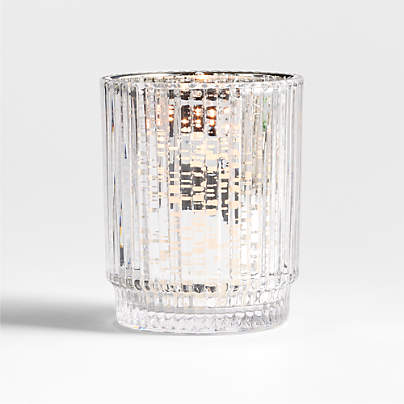 Atwell Small Silver Mercury Glass Hurricane Candle Holder 4.5"