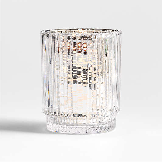 Atwell Small Silver Mercury Glass Hurricane Candle Holder 4.5"