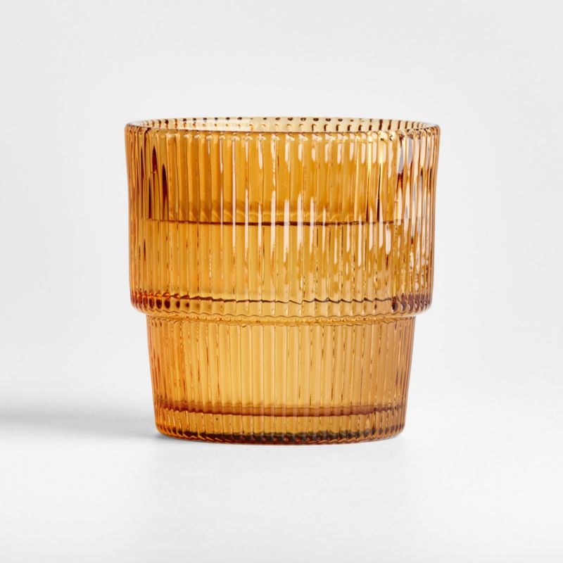 Atwell Spice Orange Stackable Ribbed Double Old-Fashioned Glass