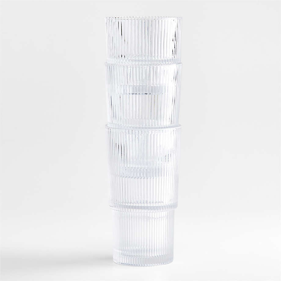 Atwell Tall Stackable Ribbed Glass + Reviews | Crate & Barrel