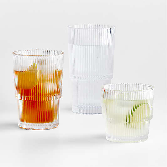 Atwell 18-Oz. Tall Stackable Ribbed Glass