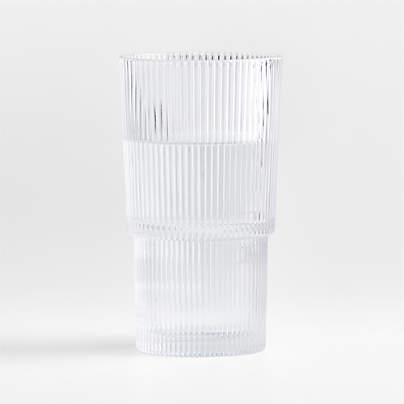 Atwell Acrylic Stackable Ribbed Highball Glass | Crate & Barrel