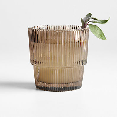 View Atwell 11-oz. Taupe Stackable Ribbed Double Old-Fashioned Glass details