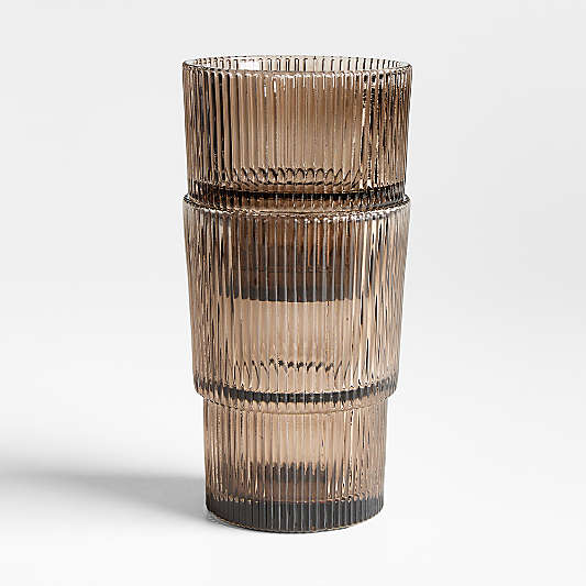 Atwell Taupe Stackable Ribbed Glasses