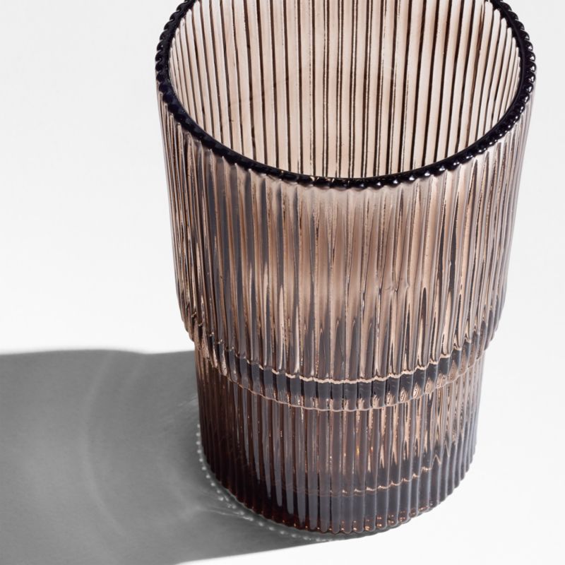 Atwell Taupe Stackable Ribbed Highball Glass - image 2 of 4