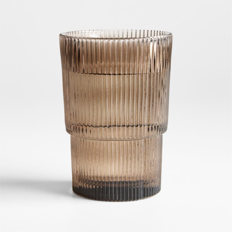 Atwell Taupe Stackable Ribbed Highball Glass - image 0 of 4