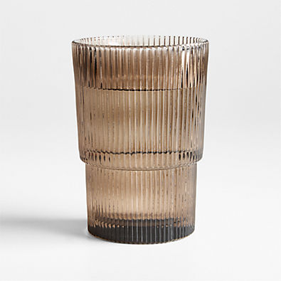 View Atwell 16-oz. Taupe Stackable Ribbed Highball Glass details