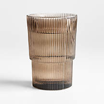 Atwell 16-oz. Taupe Stackable Ribbed Highball Glass + Reviews | Crate & Barrel