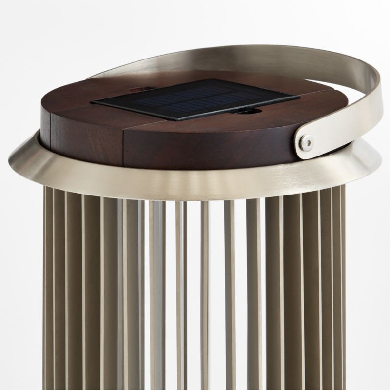 Auckland Large LED Acacia and Metal Solar Lantern 26" - image 2 of 4