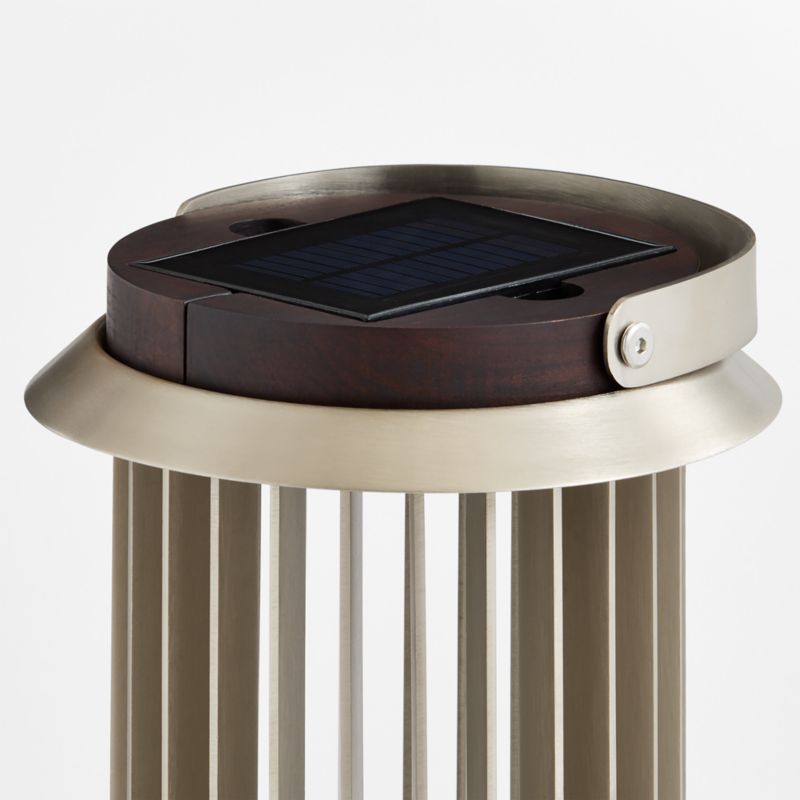 Auckland Small LED Acacia and Metal Solar Lantern 15" - image 2 of 4