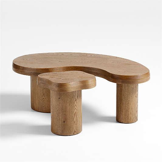 Augie and Winslow Brown Oak Wood Nesting Tables by Jake Arnold