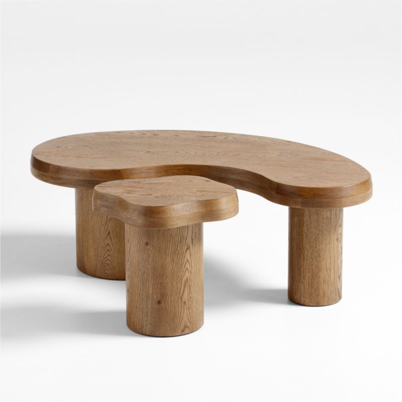 Augie Brown Oak Wood Nesting Coffee Tables by Jake Arnold