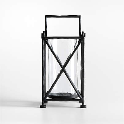 Augusta Small Black Forged Metal Indoor/Outdoor Lantern 12"