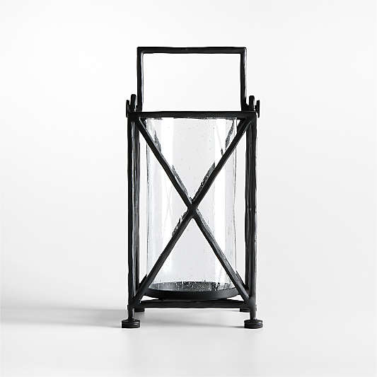 Augusta Small Black Forged Metal Indoor/Outdoor Lantern 12"