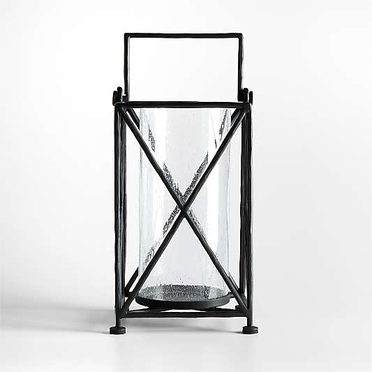 Augusta Large Black Forged Metal Indoor/Outdoor Lantern 15"