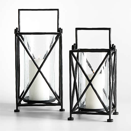 Augusta Large Black Forged Metal Indoor/Outdoor Lantern 15"