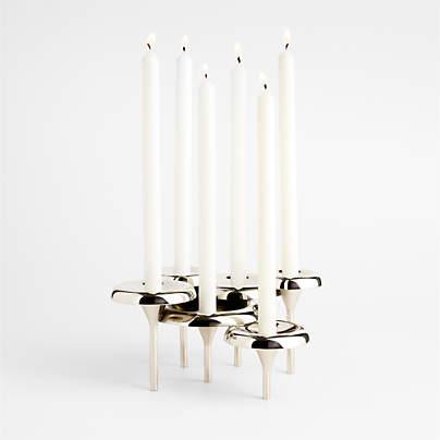Aura Short Nickel Cast Brass Candelabra by Daniel Humm