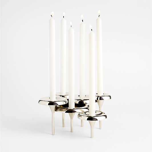 Aura Short Nickel Cast Brass Candelabra by Daniel Humm
