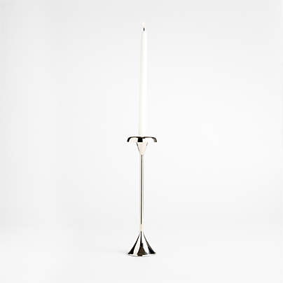 Aura Small Nickel Cast Brass Taper Candle Holder 12 by Daniel Humm