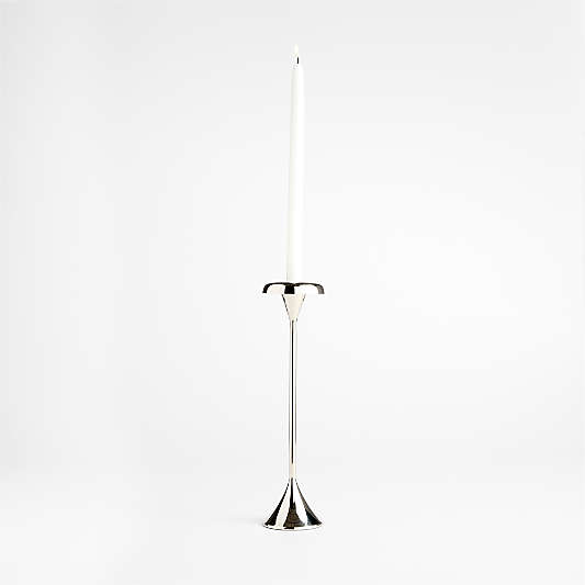 Aura Small Nickel Cast Brass Taper Candle Holder 12 by Daniel Humm