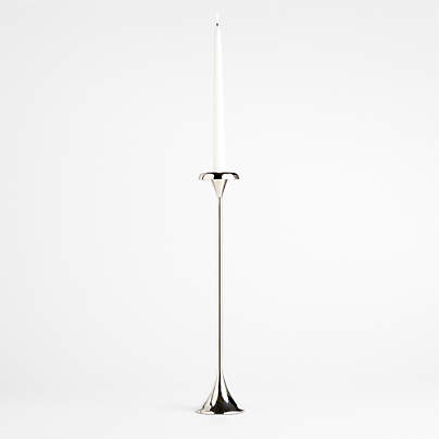 Aura Large Nickel Cast Brass Taper Candle Holder 18 by Daniel Humm