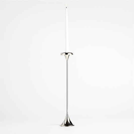 Aura Large Nickel Cast Brass Taper Candle Holder 18 by Daniel Humm
