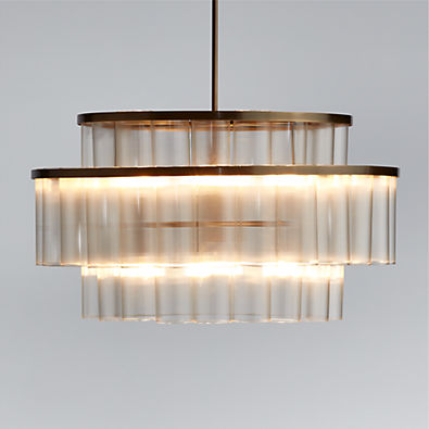 View Aurora Brass & Glass Chandelier Light 31.5" details