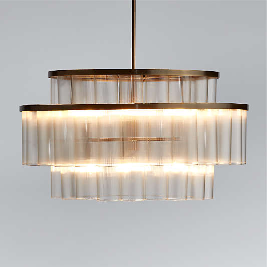 Aurora Brass & Glass Chandelier Light 31.5"