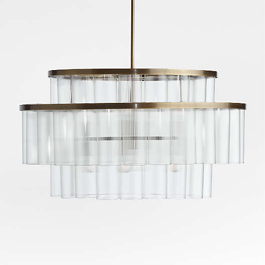 Aurora Brass & Glass Chandelier Light 31.5"