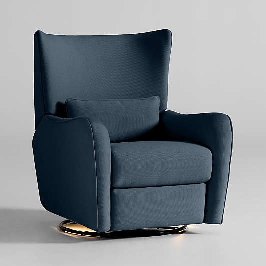 Aurora Denim Blue Nursery Electronic Power Recliner with Night Light