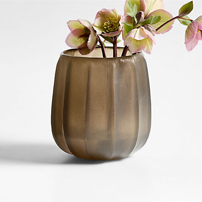 View Renata Small Khaki Glass Vase 6" details