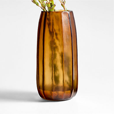 View Renata Tall Amber Glass Vase 15" details