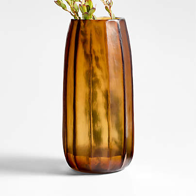 Renata Tall Amber Glass Vase 15"