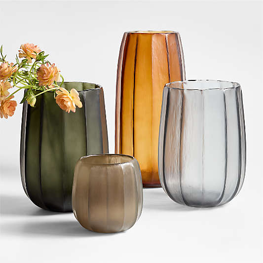 Renata Small Khaki Glass Vase 6"