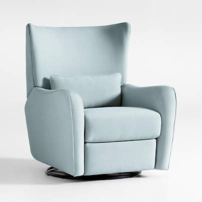 Aurora Light Blue Nursery Power Recliner Chair with Metal Base